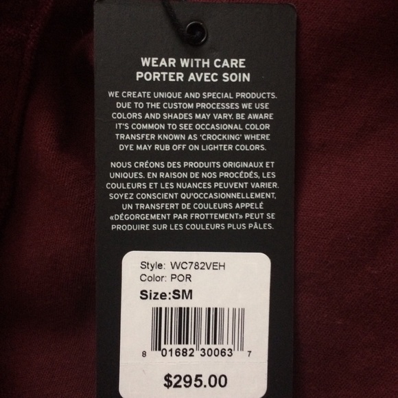 Hudson Trucker Jacket Velvet finish Maroon Small - Picture 8 of 8